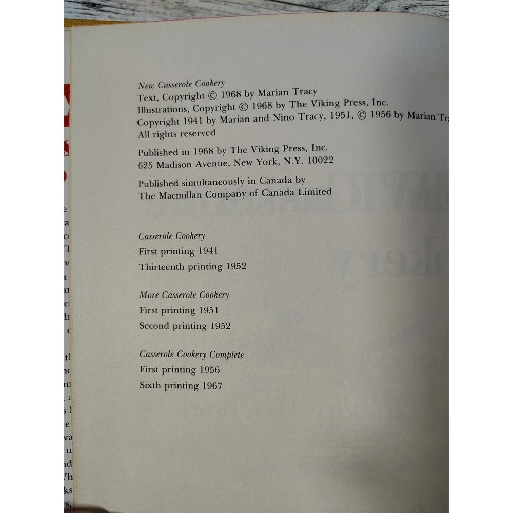 1968 Marian Tracys New Casserole Cookery Cookbook Hardcover Classic Home Cooking